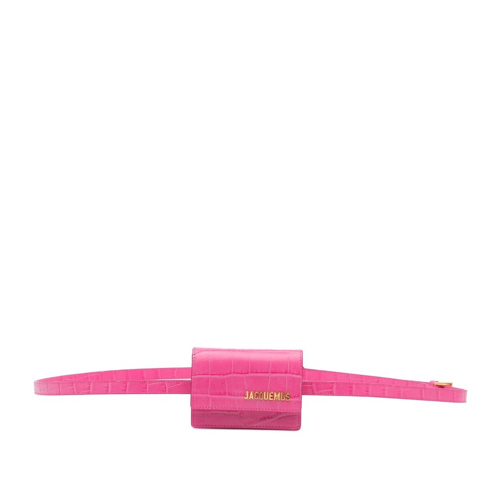 JACQUEMUS La Ceinture Bello Croc-Effect Leather Belt Bag - Pink New without tags